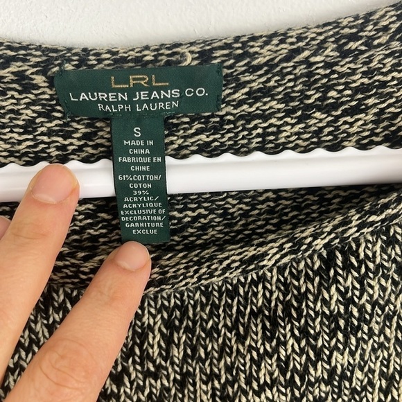 LRL Lauren Ralph Lauren Black & Yellow Cotton Sweater - Picture 4 of 8